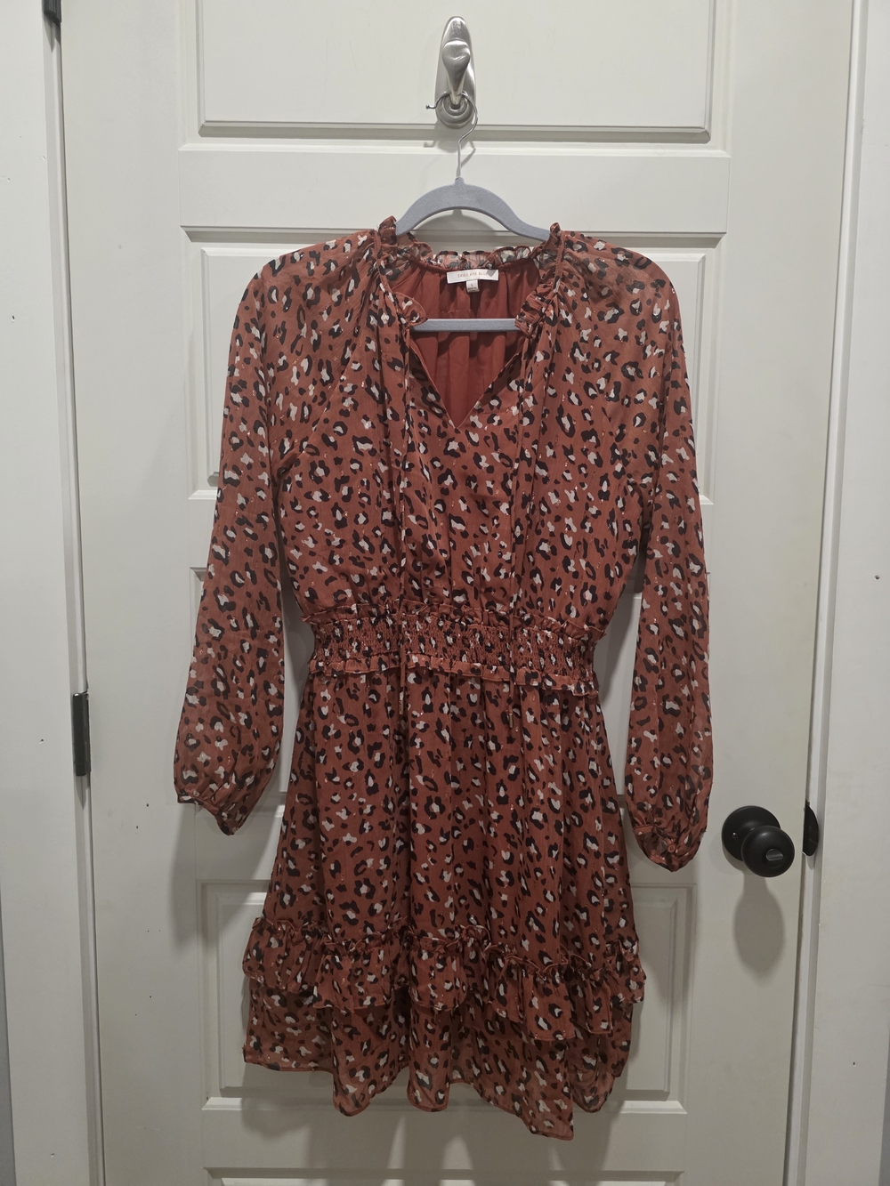 Boutique Rust Leopard Print Dress- Like New